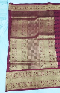 KALAMKARI HAND PAINTED KANCHI BORDER STORY SAREE - KHPKBSS003