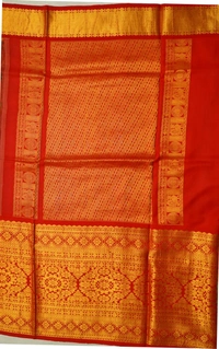 KALAMKARI HAND PAINTED KANCHI  BIG BORDER  FLORAL  SAREE -KHPPPKBBFS008