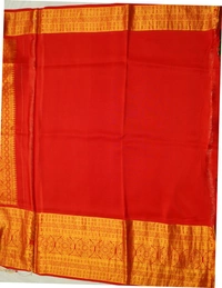 KALAMKARI HAND PAINTED KANCHI  BIG BORDER  FLORAL  SAREE -KHPPPKBBFS009