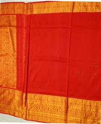 KALAMKARI HAND PAINTED KANCHI  BIG BORDER  FLORAL  SAREE -KHPPPKBBFS010