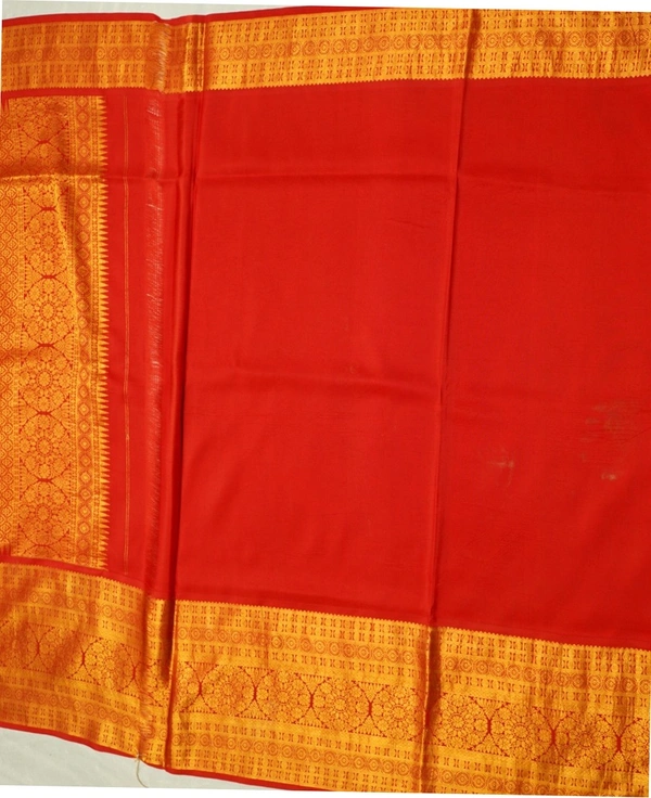 KALAMKARI HAND PAINTED KANCHI  BIG BORDER  FLORAL  SAREE -KHPPPKBBFS010