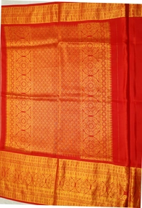 KALAMKARI HAND PAINTED KANCHI  BIG BORDER  FLORAL  SAREE -KHPPPKBBFS010