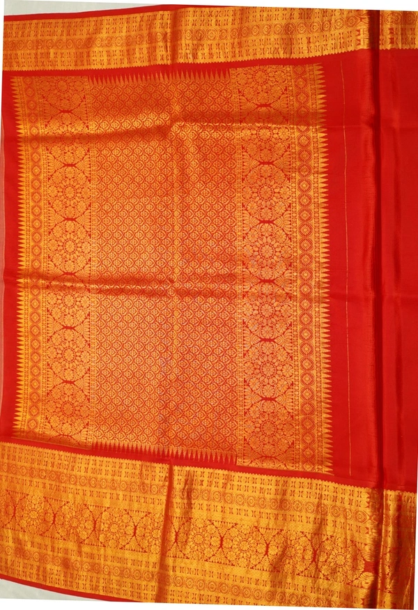 KALAMKARI HAND PAINTED KANCHI  BIG BORDER  FLORAL  SAREE -KHPPPKBBFS010