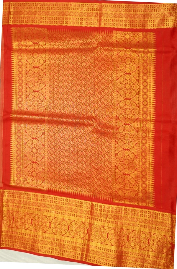 KALAMKARI HAND PAINTED KANCHI  BIG BORDER  FLORAL  SAREE -KHPPPKBBFS013