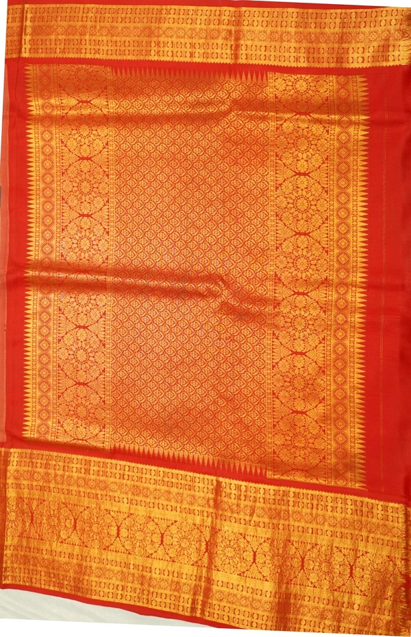 KALAMKARI HAND PAINTED KANCHI  BIG BORDER  FLORAL  SAREE -KHPPPKBBFS014
