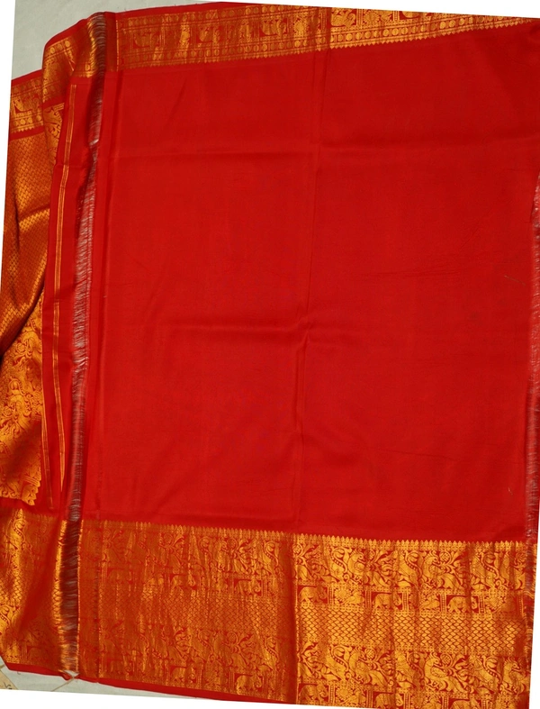 KALAMKARI HAND PAINTED KANCHI  BIG BORDER  FLORAL  SAREE -KHPPPKBBFS016