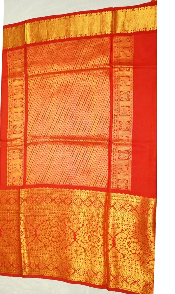 KALAMKARI HAND PAINTED KANCHI  BIG BORDER  FLORAL  SAREE -KHPPPKBBFS017