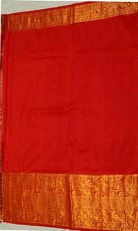 KALAMKARI HAND PAINTED KANCHI  BIG BORDER  FLORAL  SAREE -KHPPPKBBFS017