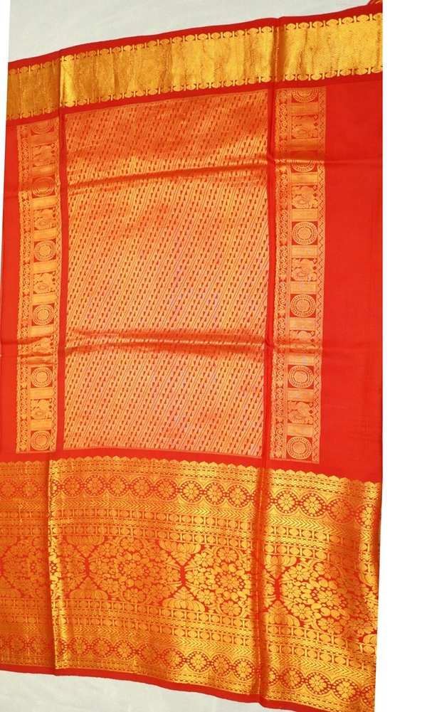 KALAMKARI HAND PAINTED KANCHI  BIG BORDER  FLORAL  SAREE -KHPPPKBBFS019