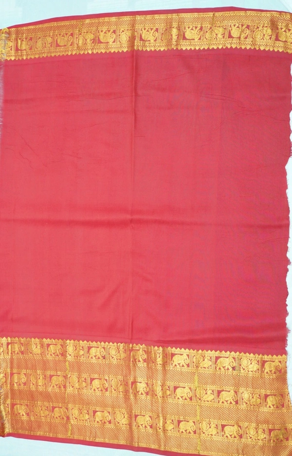 KALAMKARI HAND PAINTED KANCHI  BIG BORDER  FLORAL  SAREE -KHPPPKBBFS022