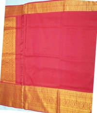 KALAMKARI HAND PAINTED KANCHI  BIG BORDER  FLORAL  SAREE -KHPPPKBBFS024