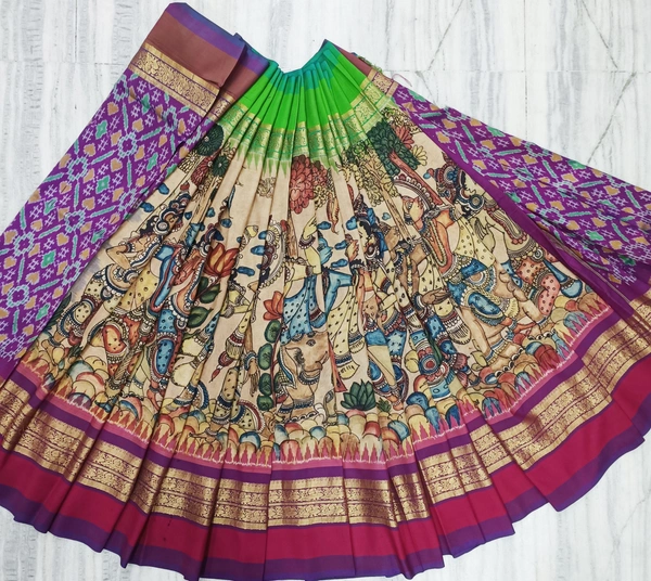 POCHAMPALLY KALAMKARI HAND PAINTED STORY SAREE -PKHPSS002	