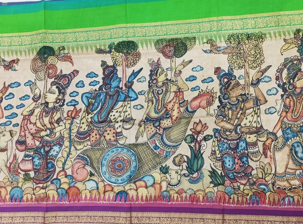 POCHAMPALLY KALAMKARI HAND PAINTED STORY SAREE -PKHPSS002	