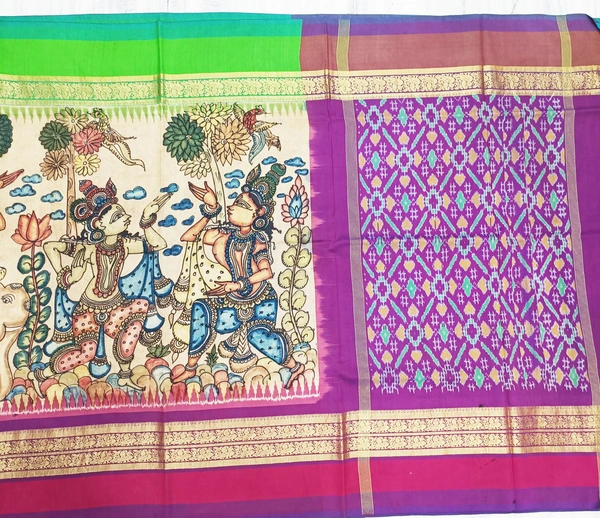 POCHAMPALLY KALAMKARI HAND PAINTED STORY SAREE -PKHPSS002	