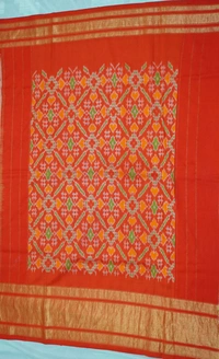 POCHAMPALLY WITH KALAMKARI HAND PAINTED PURE PATTU FLORAL SAREE -PKHPPPFS-005