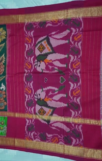 POCHAMPALLY WITH KALAMKARI HAND PAINTED PURE PATTU FLORAL SAREE -PKHPPPFS-006