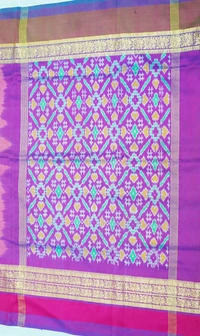 POCHAMPALLY WITH KALAMKARI HAND PAINTED PURE PATTU FLORAL SAREE -PKHPPPFS-007