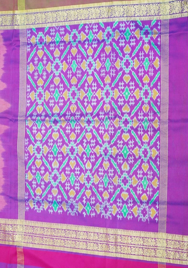 POCHAMPALLY WITH KALAMKARI HAND PAINTED PURE PATTU FLORAL SAREE -PKHPPPFS-007
