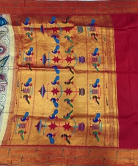KALAMKARI HAND PAINTED PAITHANI FLORAL SAREE -KHPPFS004