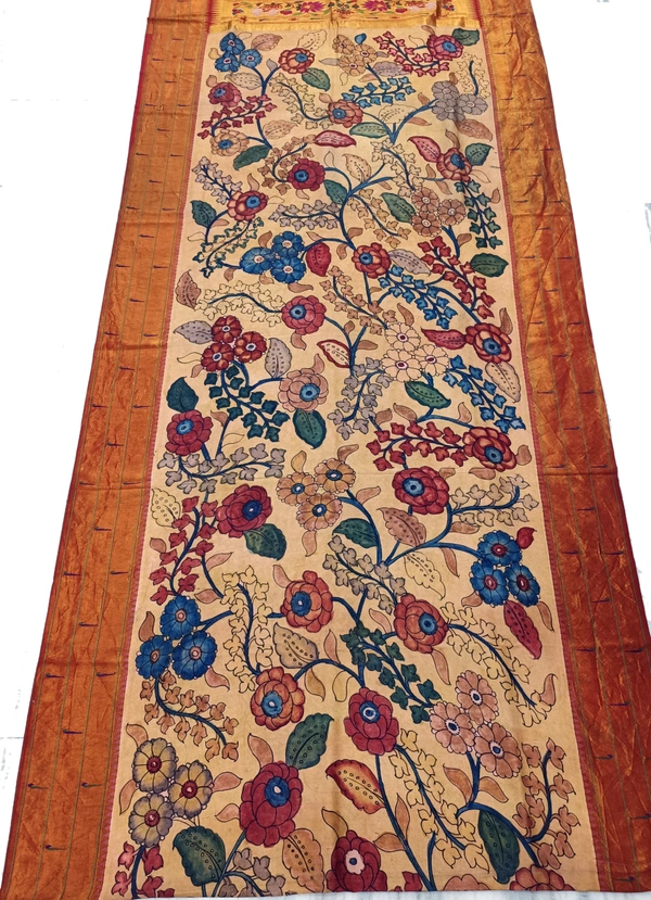 KALAMKARI HAND PAINTED PAITHANI FLORAL SAREE -KHPPFS005