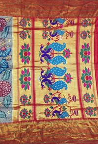 KALAMKARI HAND PAINTED PAITHANI FLORAL SAREE -KHPPFS008