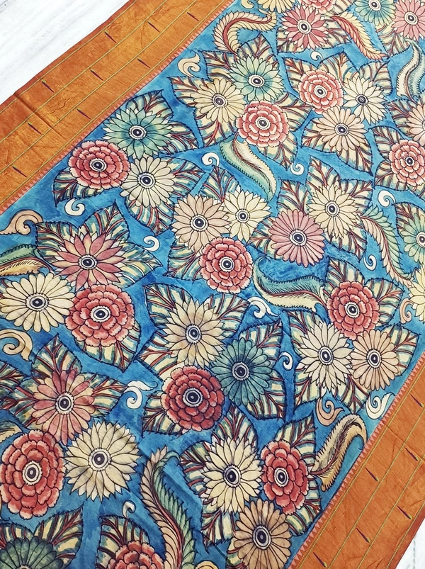 KALAMKARI HAND PAINTED PAITHANI FLORAL SAREE -KHPPFS009