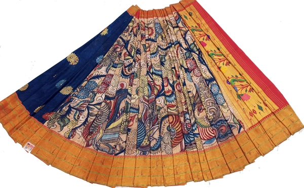 KALAMKARI HAND PAINTED PAITHANI FLORAL SAREE -KHPPFS010