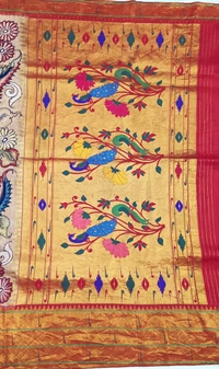 KALAMKARI HAND PAINTED PAITHANI FLORAL SAREE -KHPPFS010