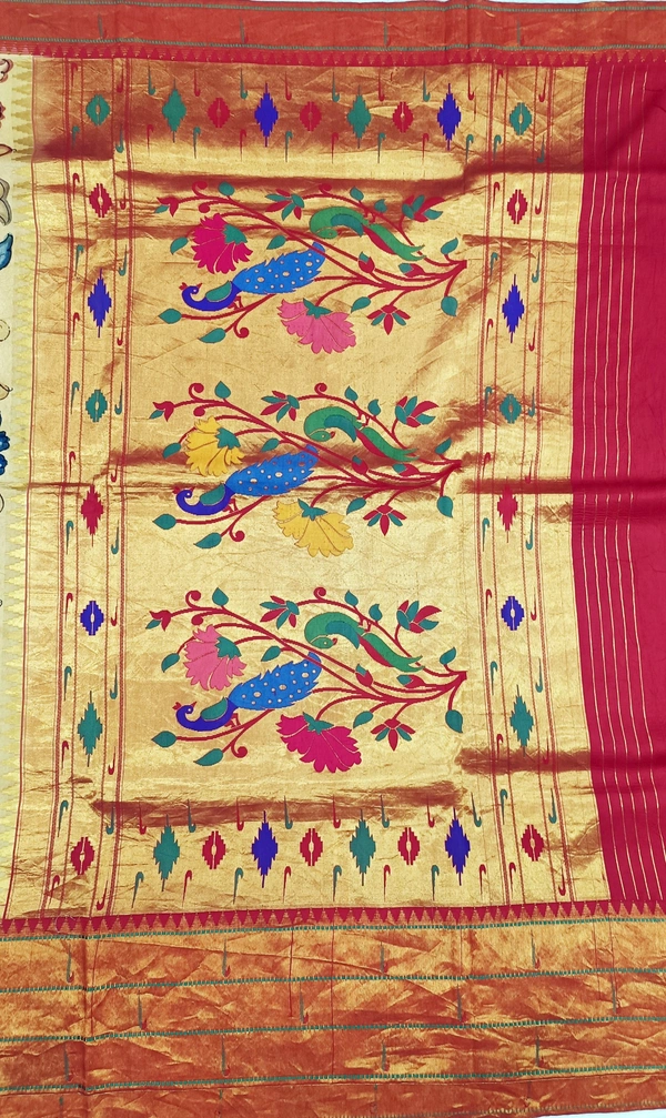 KALAMKARI HAND PAINTED PAITHANI FLORAL SAREE -KHPPFS011