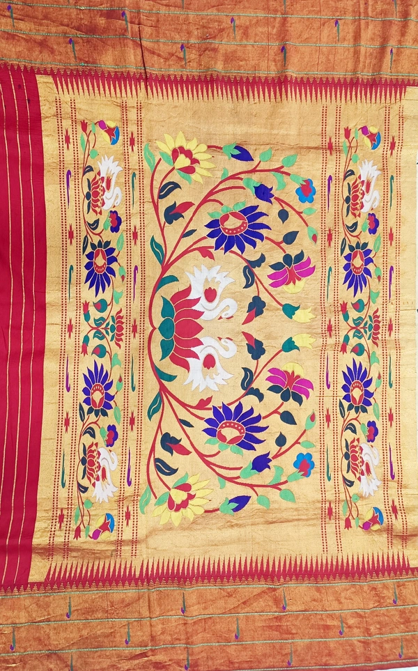 KALAMKARI HAND PAINTED PAITHANI FLORAL SAREE -KHPPFS012