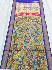 KALAMKARI HAND PAINTED PAITHANI FLORAL SAREE -KHPPFS014