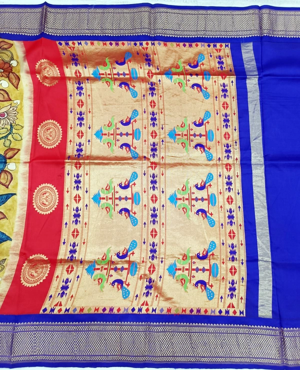 KALAMKARI HAND PAINTED PAITHANI FLORAL SAREE -KHPPFS016
