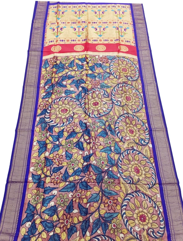 KALAMKARI HAND PAINTED PAITHANI FLORAL SAREE -KHPPFS017