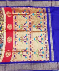 KALAMKARI HAND PAINTED PAITHANI FLORAL SAREE -KHPPFS017