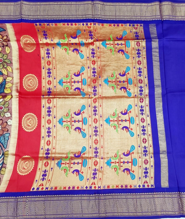 KALAMKARI HAND PAINTED PAITHANI FLORAL SAREE -KHPPFS017