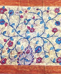 KALAMKARI HAND PAINTED PAITHANI FLORAL SAREE -KHPPFS002