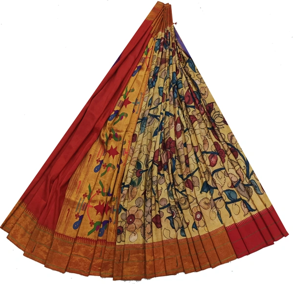 KALAMKARI HAND PAINTED PAITHANI FLORAL SAREE -KHPPFS001
