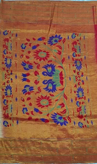 KALAMKARI HAND PAINTED PAITHANI FLORAL SAREE -KHPPFS001
