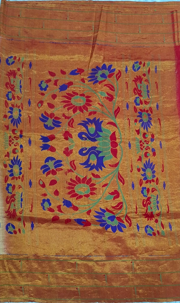 KALAMKARI HAND PAINTED PAITHANI FLORAL SAREE -KHPPFS001