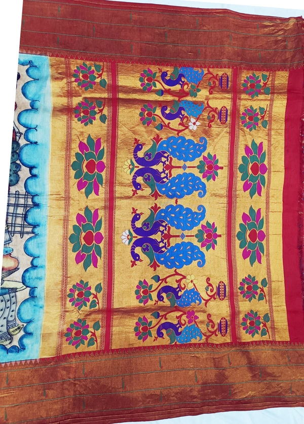 KALAMKARI HAND PAINTED PAITHANI STORY SAREE -KHPPSS002