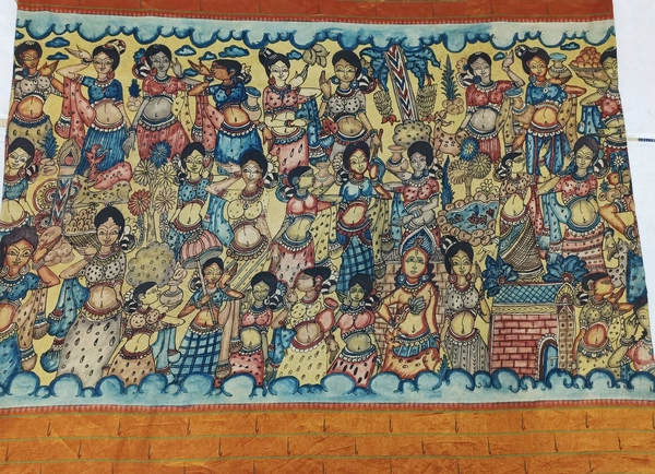 KALAMKARI HAND PAINTED PAITHANI STORY SAREE -KHPPSS005