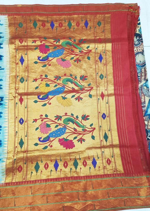 KALAMKARI HAND PAINTED PAITHANI STORY SAREE -KHPPSS005