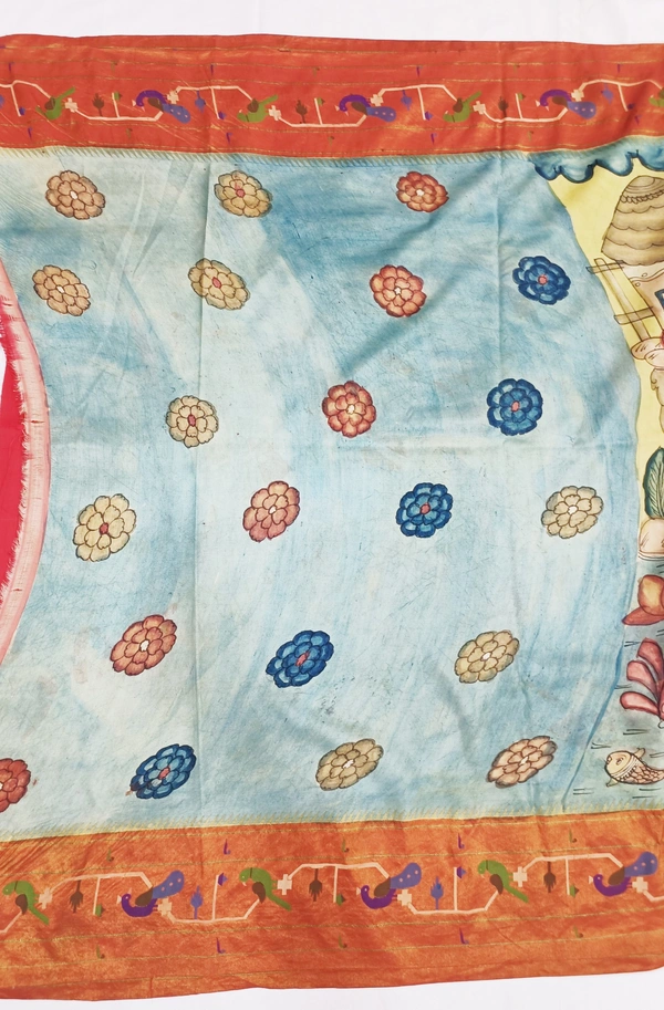KALAMKARI HAND PAINTED PAITHANI STORY SAREE -KHPPSS006