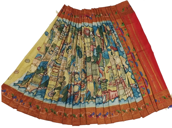KALAMKARI HAND PAINTED PAITHANI STORY SAREE -KHPPSS009