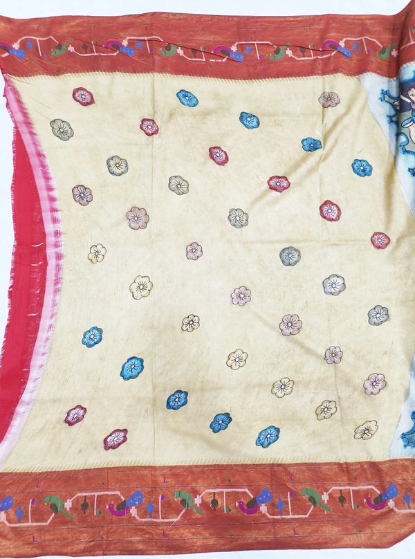 KALAMKARI HAND PAINTED PAITHANI STORY SAREE -KHPPSS009