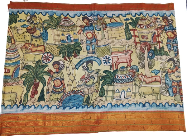 KALAMKARI HAND PAINTED PAITHANI STORY SAREE -KHPPSS007