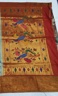 KALAMKARI HAND PAINTED PAITHANI STORY SAREE -KHPPSS010