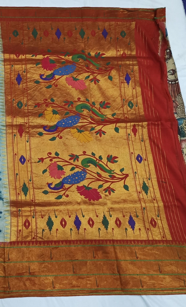 KALAMKARI HAND PAINTED PAITHANI STORY SAREE -KHPPSS010