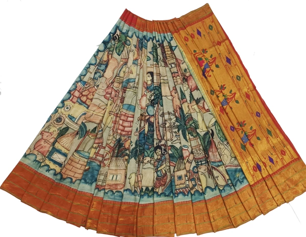 KALAMKARI HAND PAINTED PAITHANI STORY SAREE -KHPPSS008