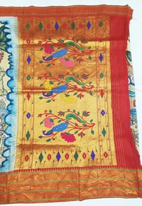 KALAMKARI HAND PAINTED PAITHANI STORY SAREE -KHPPSS008